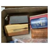 Files, sharpening stones and hand warmer