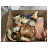 Box of assorted plant holders and soap dispenser