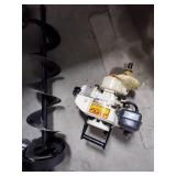 Jiffy ice drill turns over has compression