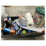 Assorted house cleaning supplies