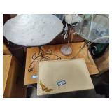 2 small tables, tray table and metal stand