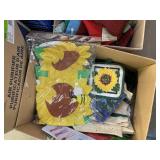 Box of wash clothes, American flags, windsocks