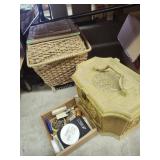 2 sewing boxes with contents