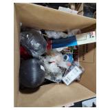 Box of toilet and plumbing hardware