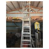 Step ladder and 2 extension ladder sections