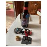 Die cast metal racing car, #18 ring and other