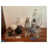 6 oil lamps, 2 missing mantels