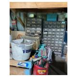 3 parts bins and parts in front of