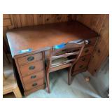Desk and chair, desk 24 x 40 x 30