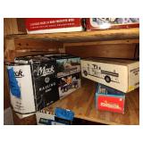 Die cast car and 2 trucks