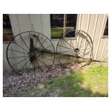 2 wagon wheels and tongue