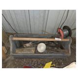 Wood box with assorted items