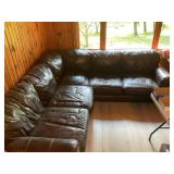 Leather corner couch, 102 x 96 in.