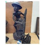 2 Ethnic Wood Carvings - Split on Base