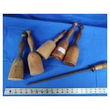 5 potato mashers and sharpener