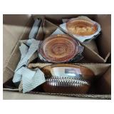 Amber cut glass dinner set