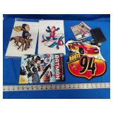 2 Bud Man stickers and assorted items