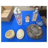 Ash Trays, Martini shaker and other items