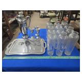 Sanctuary Glass and Chrome Pitcher and Goblets
