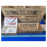 Wood crate, cigar boxes