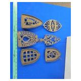 6 Vintage Cast Iron Trivets