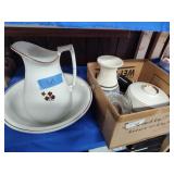 Bowl, pitcher and assorted dishes
