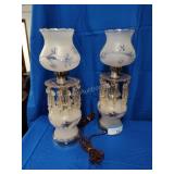Pair of glass electric lamps