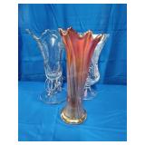 3 glass vases