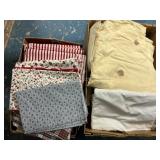 2 Boxes Fabric & Used Sheets