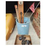 3 fishing reels, tip up and other