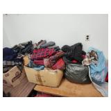 Large lot mostly clothes, and fabric, blankets