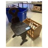 2 Items - Wood Stool & Magazine Rack