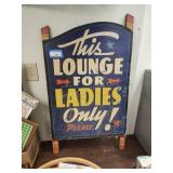 Wood lounge sign