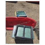 Cooler, sled and chairs