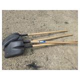 3 square nose shovels, long handles