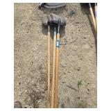 3 square nose shovels, long handles