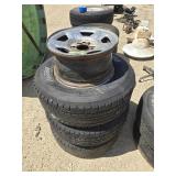 3 tire with rims, 1 rim no tire