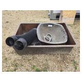 2 hammered copper sinks and tubing