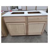 48" double sink vanity unfinished oak with top