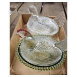 2 glass chicken containers