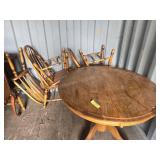 Oak table with 6 chairs, 42"