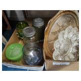 Glassware and 2 jars