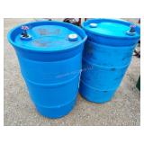 2 plastic barrels