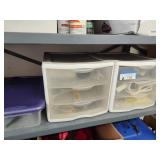 2 organizers and bin with contents
