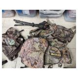 Hunting backpack, spreader, pack and stool