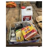 Box of misc. & btl of tire cleaner