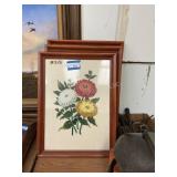 3 frame cross-stitched pieces - flowers