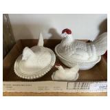 Glass Chickens one damaged
