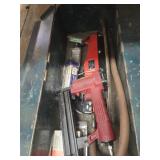 Toolbox, sander, nail gun
