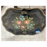 Painted Floral Metal Tray